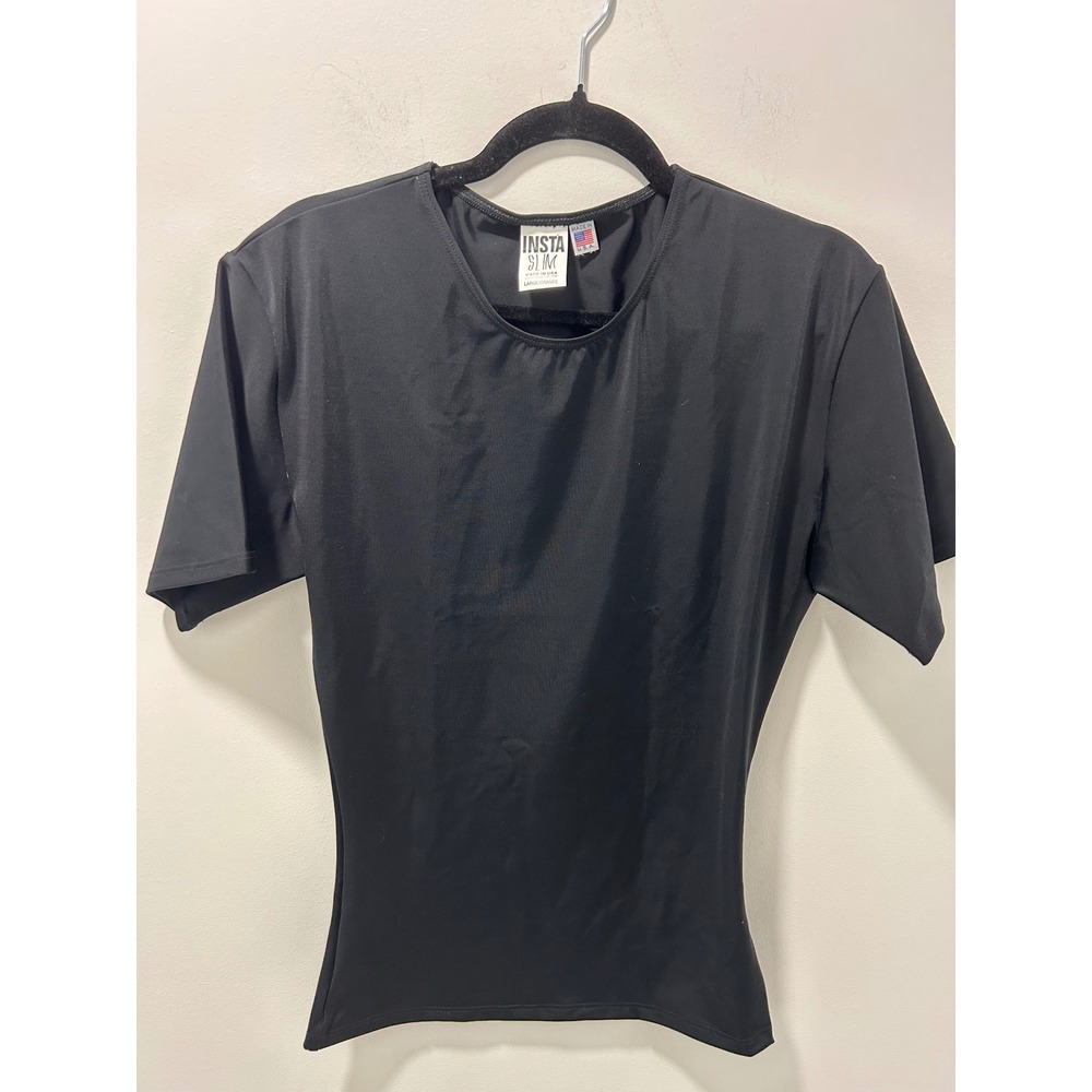Insta Slim Compression Shirt Black Short Sleeve Shapewear Crewneck Large USA
